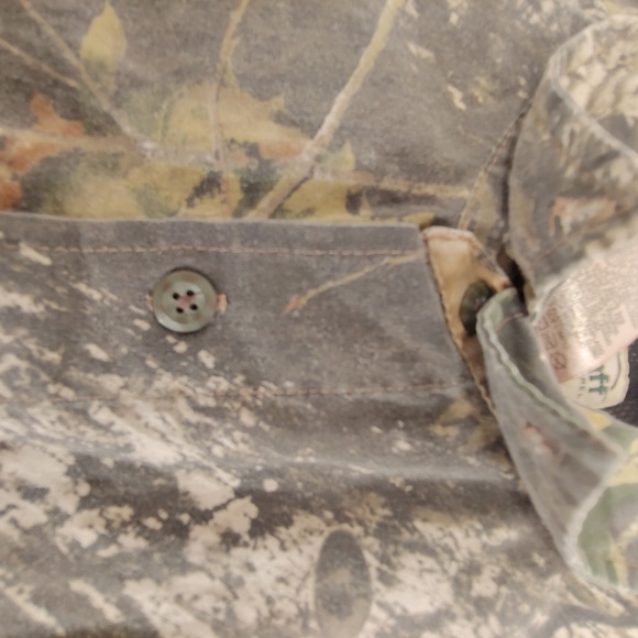 Vtg Mossy Oak Field Staff L Button Front Vented - Picture 5 of 8